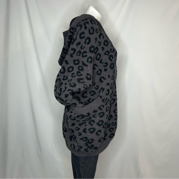 Sweet Lovely by Jenn, Chunky Leopard Knit Button Down Hooded Cardigan, S/M - Picture 6 of 11